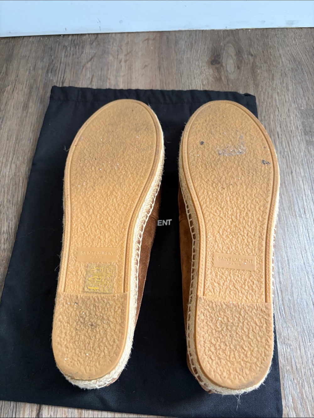 Saint Laurent Brown Suede Espadrille Slip-Ons with Embroidered Logo - Picture 4 of 7